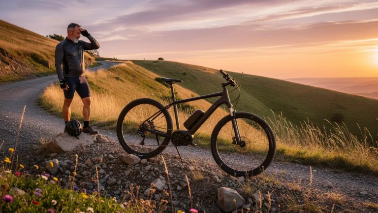 Ce vélo électrique d'entrée de gamme grimpe facilement les côtes sur route de campagne en pente