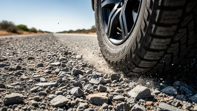 Pneu increvable sur route gravillonnée sans crevaison en un mois, résistance et durabilité extrêmes